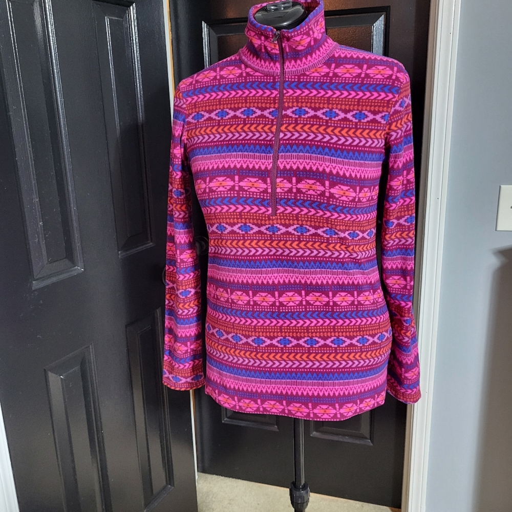 Columbia pink Aztec print Fleece pullover women's size Medium